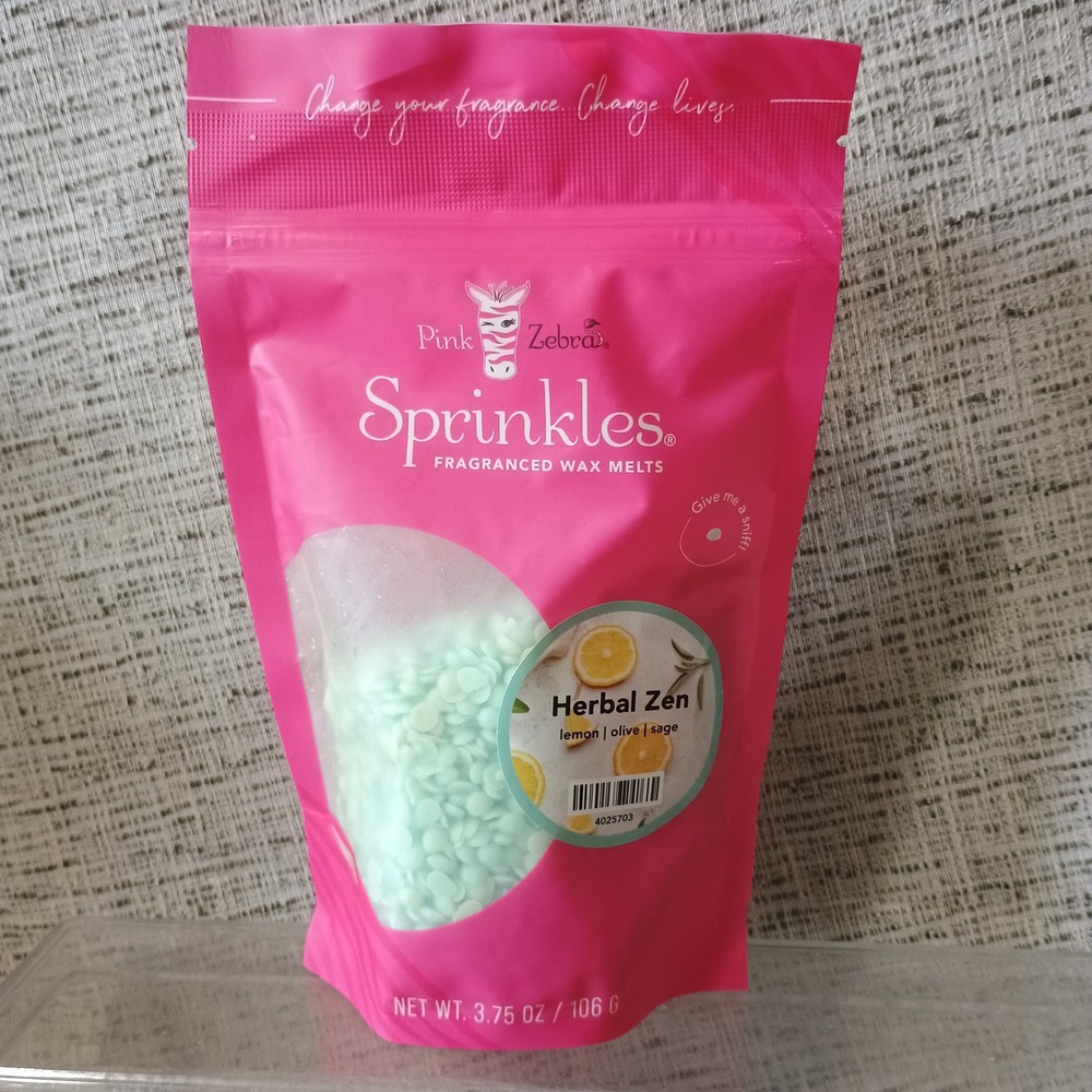 Pink Zebra Sprinkles Herbal Zen Fragranced Wax Melts 3.75 oz Soy Wax 4025703
